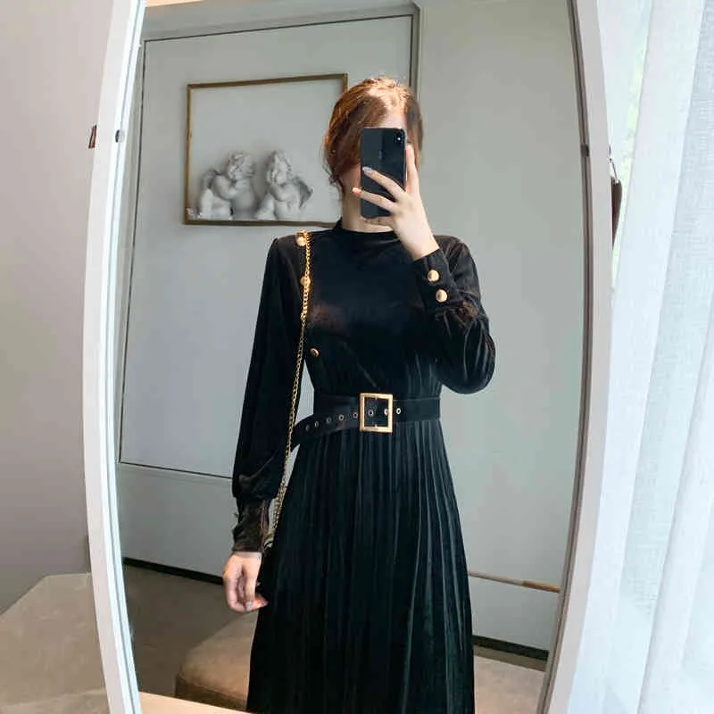 black dress gold buttons long sleeve Bridgerton Inspired Regency Era Burgundy Velvet Empire Waist Dress with Gold Lace Collar and Long Sleeves Plus Size main image 0