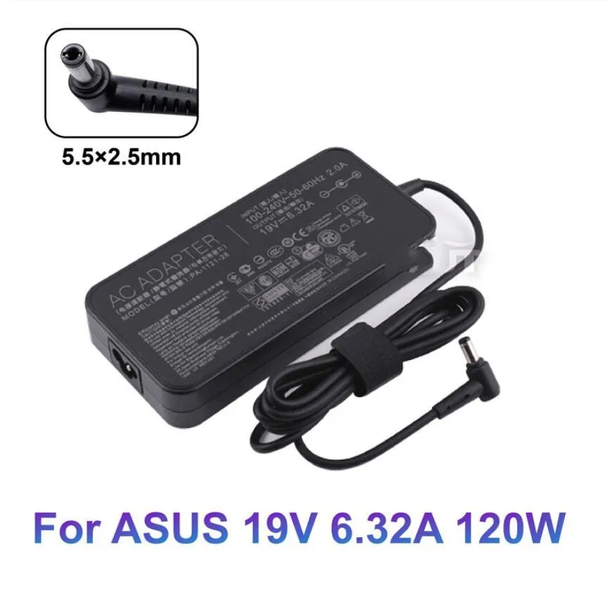 19V 6.32A 120W 6.0*3,7 5.5*2,5 AC Power Charger för ASUS TUF Gaming FX705GM FX505 Laptop Adapter FX50J ZX50JX A550J