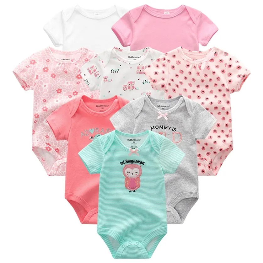 Babykläder 8st/mycket unisex född pojke bodysuits Roupas de Bebes Cotton Girls Toddler Jumpsuits kläder odefinierade 220211