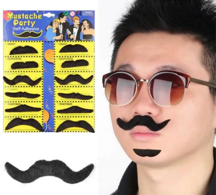 12 stks / set Halloween Party Costume Fake Snor Moustache Grappige Fake-Beard Whisker Party-Costume voor Volwassen Kinderen Speelgoed SN2834