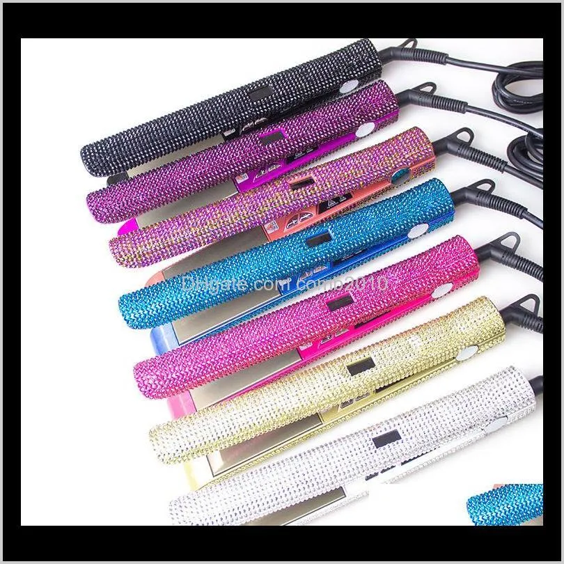 crystal hair straightener flat iron professional hair irons with lcd digital display curling straightener