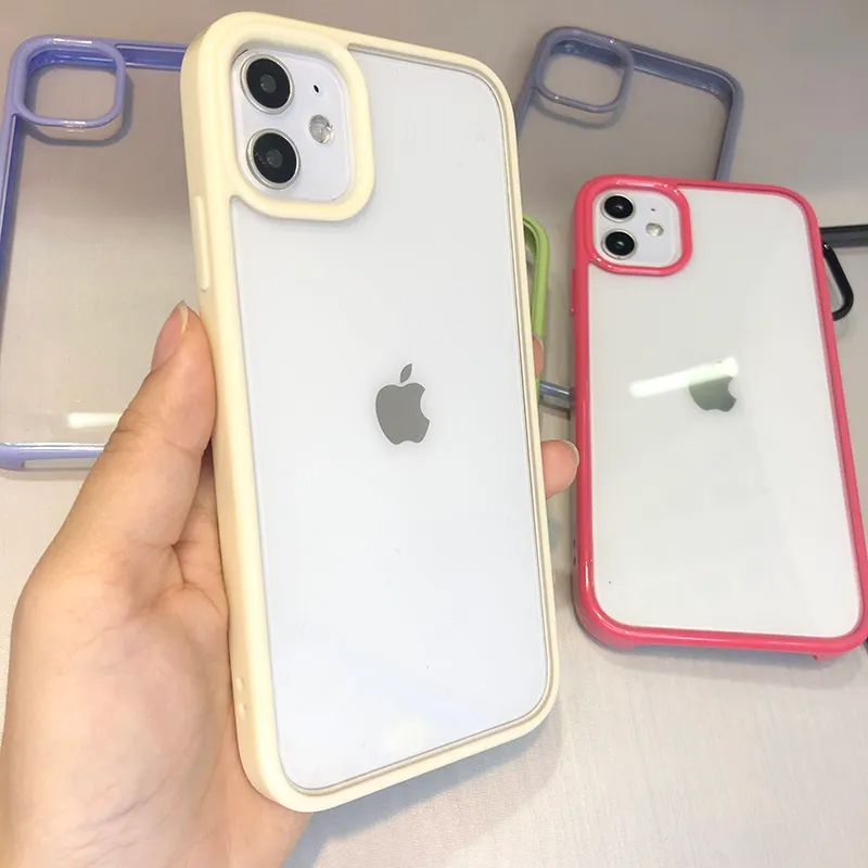 Custodie protettive per telefoni in materiale TPU antiurto di qualità Colori caramelle Custodie acriliche a spessore morbido per iPhone 11 12 Pro Max