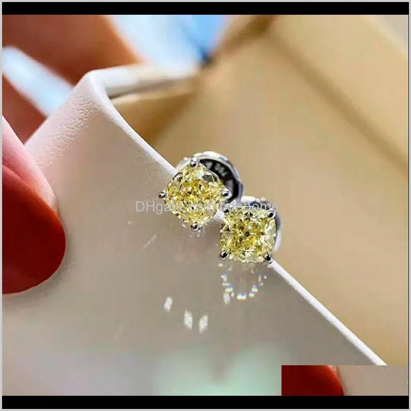 wong rain 925 sterling silver yellow created moissanite gemstone wedding classic flower studs earrings for women fine jewelry