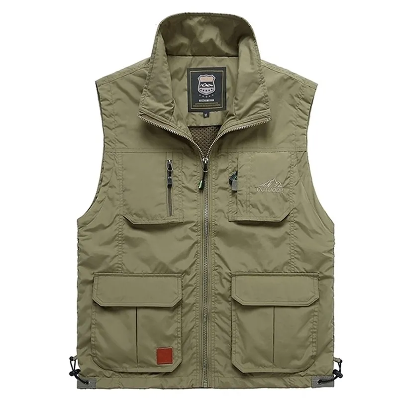 Gilet d'été multi-poches mince en maille pour hommes, grande taille, décontracté, 4 couleurs, veste sans manches avec de nombreuses poches, gilet de journaliste 210925