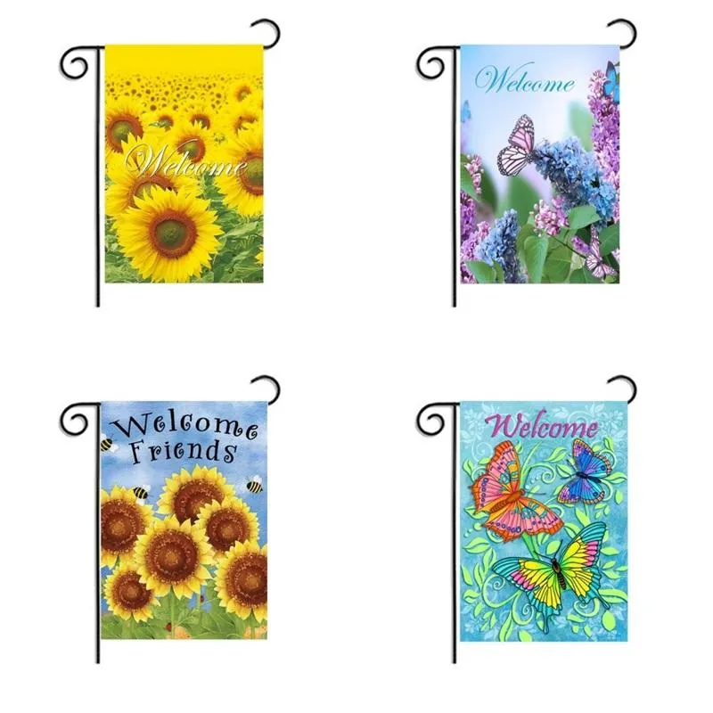 30*45 cm jardin décorer drapeau fête de mariage anniversaire tournesol drapeaux lin bannière cour particulièrement assez bon chaud