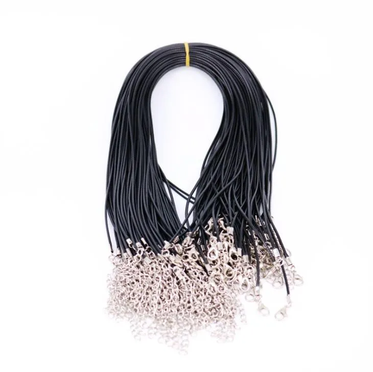 Hangende kettingen 1,5 mm 55 met 5 cm juwelierhangers hangers sieradenketens chokers gedraaid gevlochten zwarte koord ketting ketting string voor vrouwen touw leer