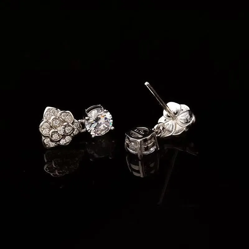 MoissaniteスタッドイヤリングDカラープロング設定S925スターリングシルバーイヤリングシングル05ct総1ct女性ジュエリードロップ