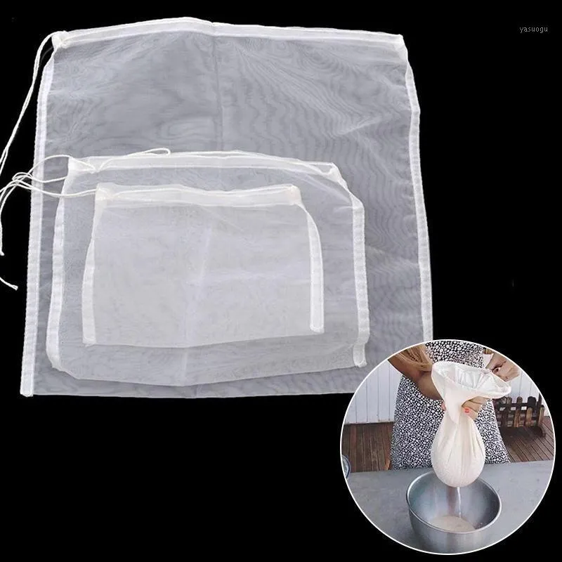 Filter Bag Kitchen Reusable Strainer Liquid Nut Milk Tea Fruit Juice Cheesecloth Nylon Mesh Storage Bags