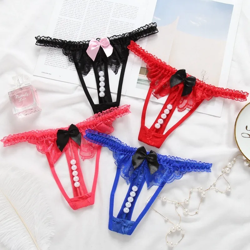 SweatyRocks Women's Lace Thongs - Rhinestone Low Rise Cheeky Panties