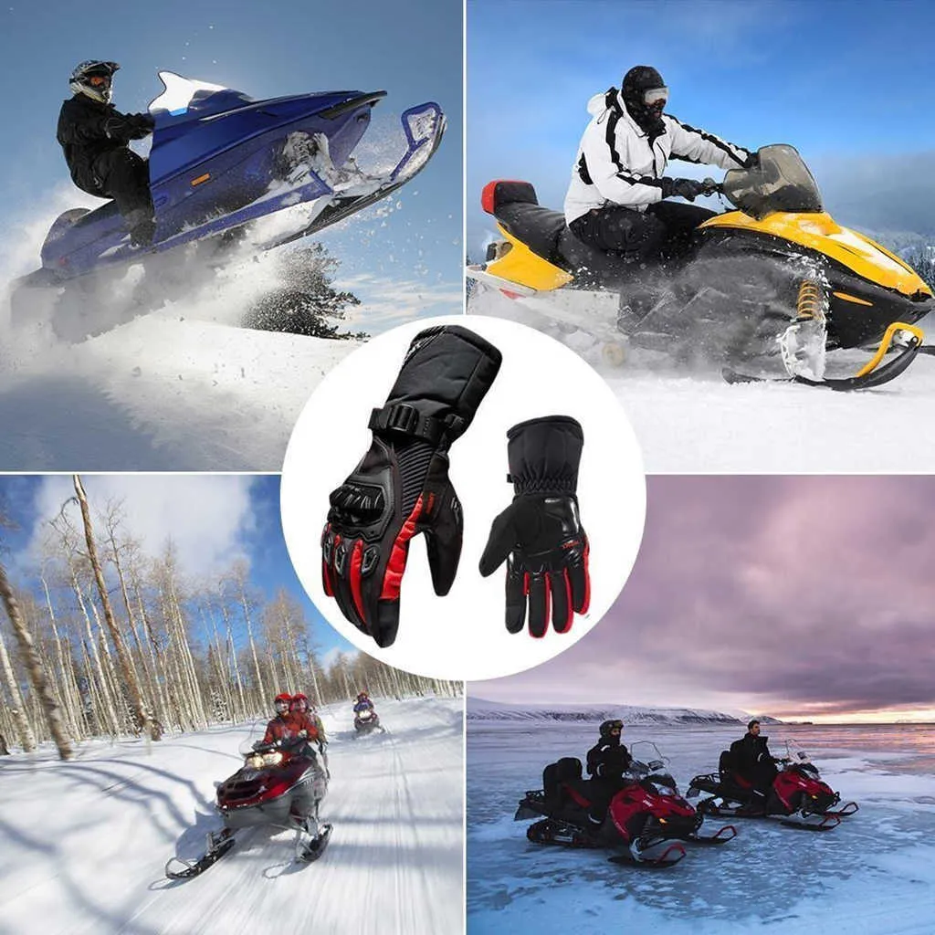 Motorcycle Gloves Winter Cold Proof Ski Glove - PU Leather Windproof Water-Resistant Hands Warm for Women and Men (M,L,XL,XXL)