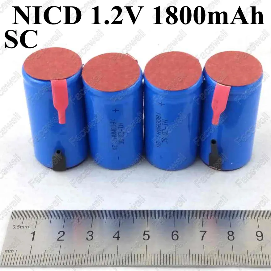 6 pièces marque SC nicd batterie 1.2 v 1800 mah Sub C 20A ni-cd cellule subc pour 7.2 v rechargeable