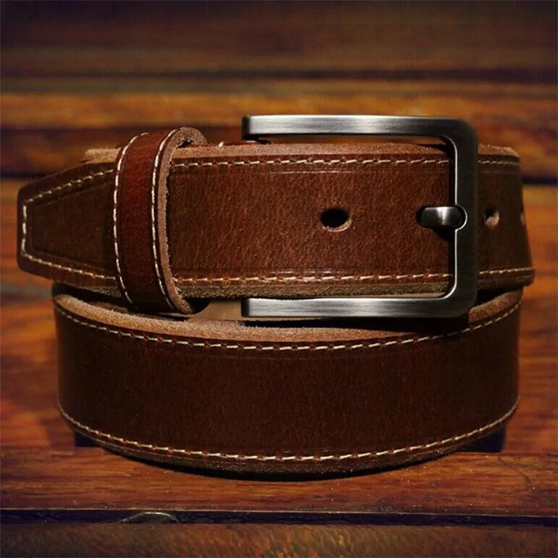 Belts Retro Top Layer Cowhide 3.8 Body Men's Belt Fashion Simple Vegetable Tanned Leather Needle Buckle