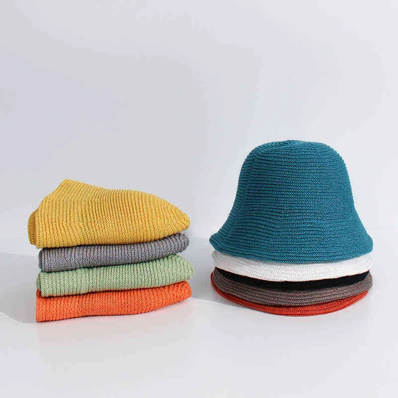 Autunm зима новая шляпа ковша шляпа женщины купол открытый козырек большой достойная шапка сатин летом рыбак шляпа теплый вязальный бассейн cap g220301