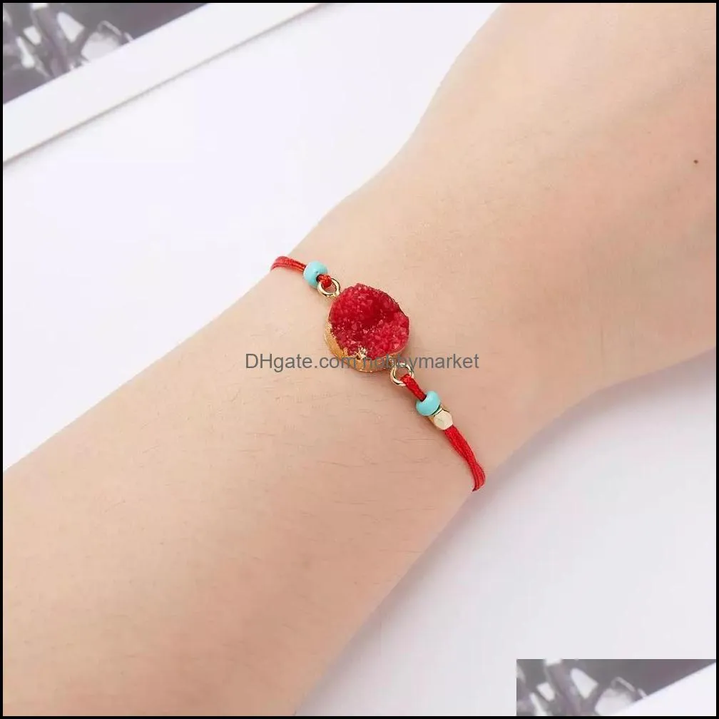 Make Wish Paper Card Hand-woven Lucky Red String Bracelet Femme Multicolor Natural Stones Bracelet for Women Friendship Jewelry