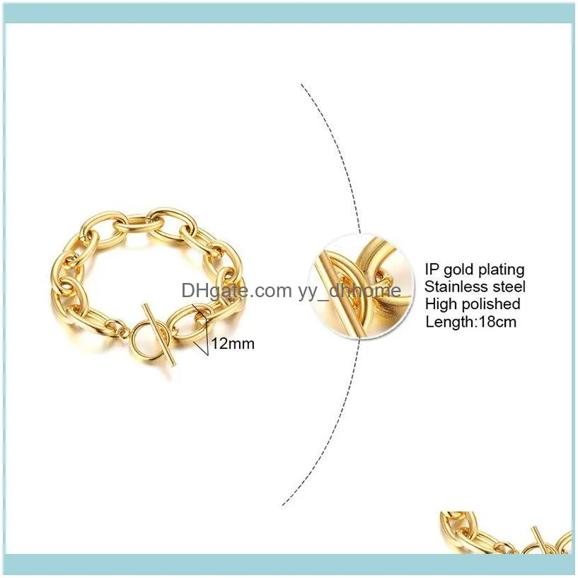 Earrings & Necklace Joolim High End Gold Finish Link Chain Bracelet Set Statement Chunky Jewelry Costume Wholesale