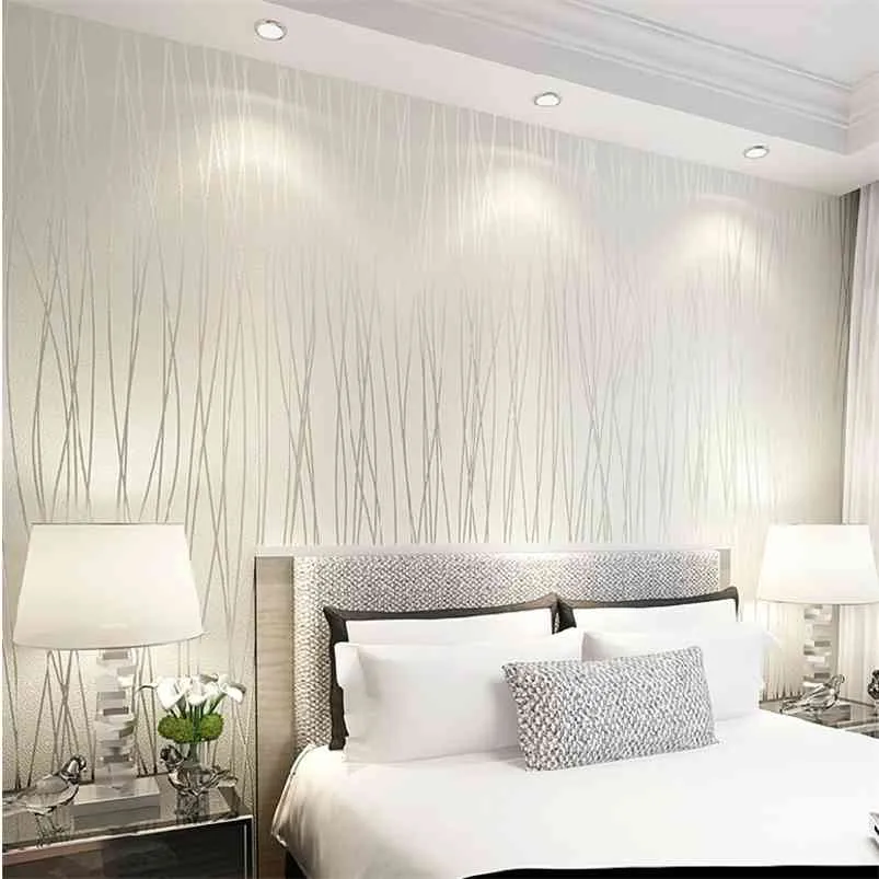 Сплошной цвет вертикальная полоса без тканых 3D обои, высокое качество современной стены для спальни гостиной дома украшения дома 210722
