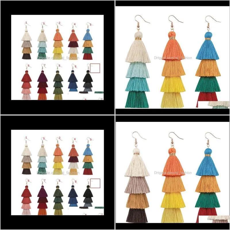 fashionable bohemian long tassel earrings female multilayer handmade earring dangle chandelier wholesale selling 1850