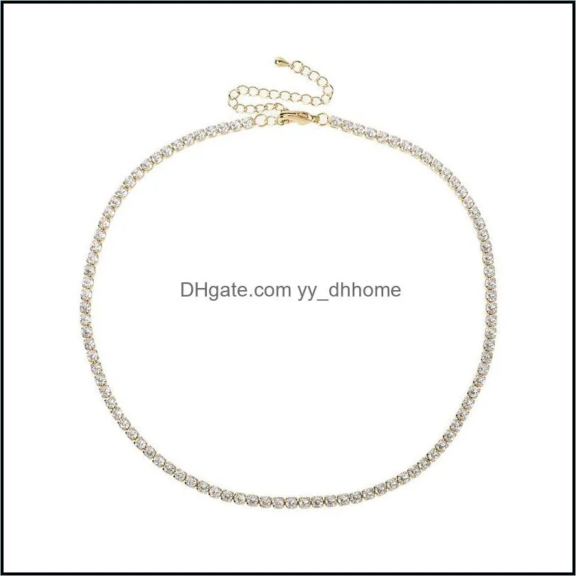 Chokers 3mm CZ Tennis Chain Necklace Layer Women`s Choker Copper Gold Color For Women Collar Jewellery Bijoux Femme