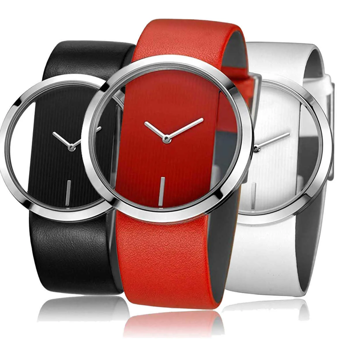 Mens Watches Luxury Transparent Quartz Watch Mineral Strengthened Glass Mirror Belt Waterproof Women Student Luxury Hollow Wristwatch