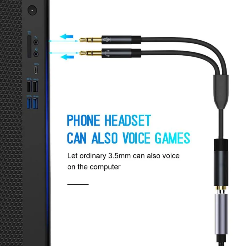 Cables de audio dos en uno Teléfono móvil Audio 1 a 2 Adaptador Estándar americano Conector de auriculares Anchor Línea de conversión de auriculares uf152