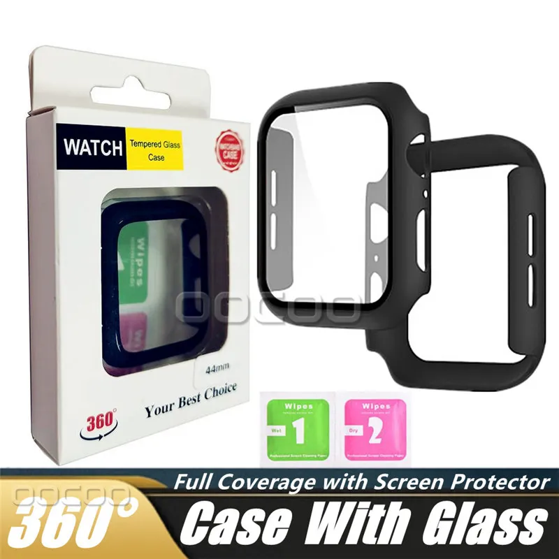 Szkło hartowane Ekran Protector Przypadki Pełna pokrycie Hard PC Frame Cover Ultra-cienki Case Ochronna Osłona Zdrapańska Osłona zderzaka dla Apple Watch 6 SE 5 4 3 2