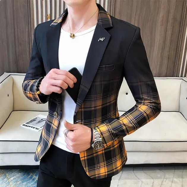 Abiti da uomo Blazers 2021 moda casual piccolo giacca giacca in stile coreano in stile trendy plaid single western vintage vestiti