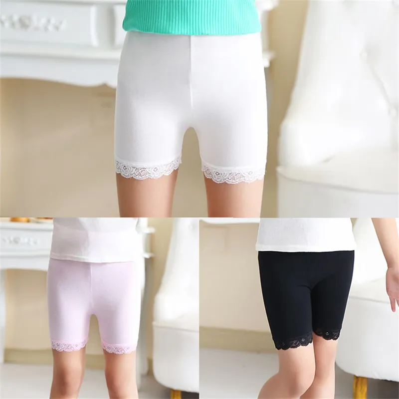 Girls' Cotton Lace Short Leggings, Summer Autumn Fashion Safety Pants for  Kids