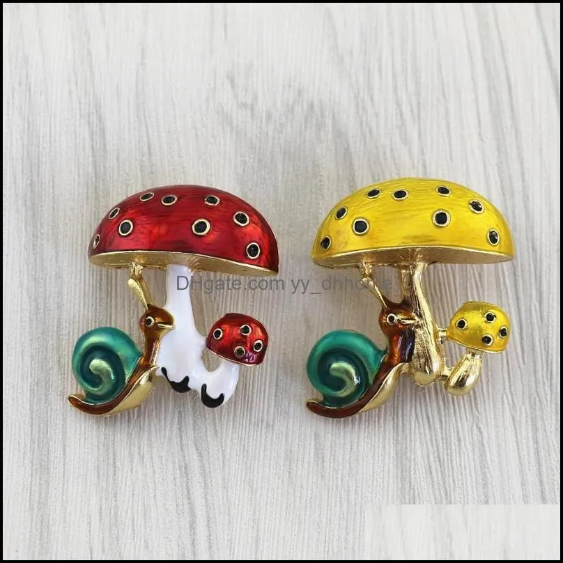 Pins, Brooches High Quality Wholesale 2pcs/ Lot Style Fashion Jewelry Accessories Metal Enamel Mushroom Snail Brooch