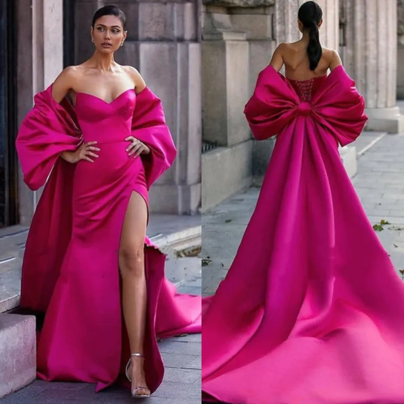 Fuchsia Illusion Sleeve One Shoulder Evening Dress With Long Split And  Tulle Skirt In Hot Pink Perfect For Prom And Formal Events From Bridallee,  $85.13 | DHgate.Com