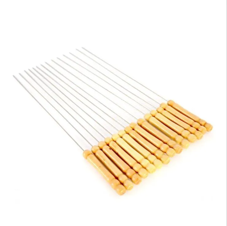 BBQ Gereedschap Hoogwaardige Outdoor Picknick Barbecue Skewers Grillstokken Roestvrij staal Houten Handvat Kebab levert niet-magnetisch staal Solderen