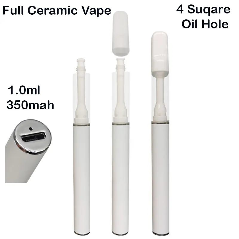 Volle keramische VAPE-Stifte Einweg-E-Zigaretten wiederaufladbare Vapes 0.5ml 1.0ml leerer D8-Zerstäuber-Snap auf Tipp 350mAh-elektronische Zigarettenkabel frei