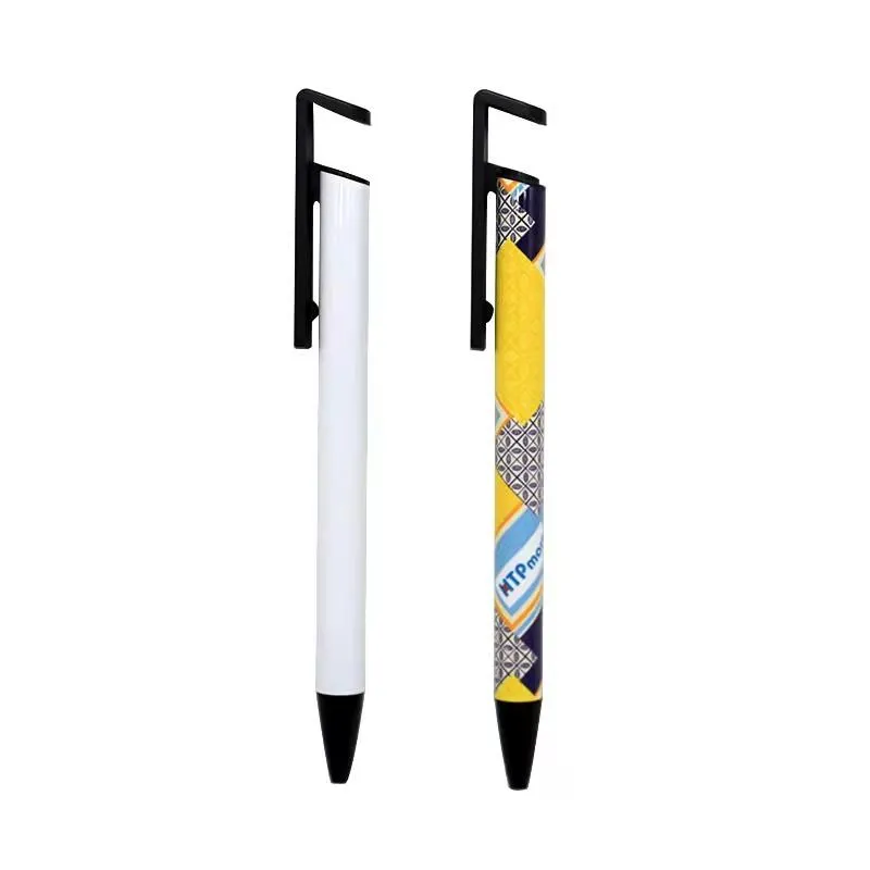 2021 stylo à bille en gros pour Sublimation stylo à bille blanc rétrécissement chaîne téléphone support stylos Promotion école bureau fournitures d'écriture