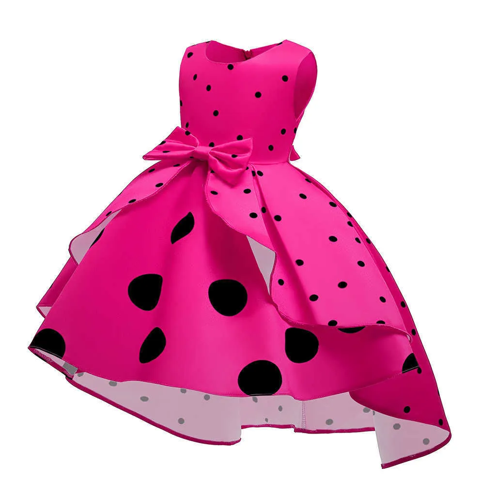 Çocuk Elbiseleri Çocuklar Çocuk Kız Kolsuz Nokta Baskı Prenses Elbise Kızlar için Pageant elbise Parti Gelinlik 2T-10T Q0716