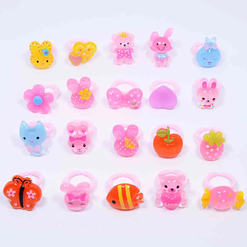 Hele 50 stks kinderen cartoon dier fruit prinses snoep zeemeermin ring meisje sieraden ringen kinderen speelgoed geschenk in bulk