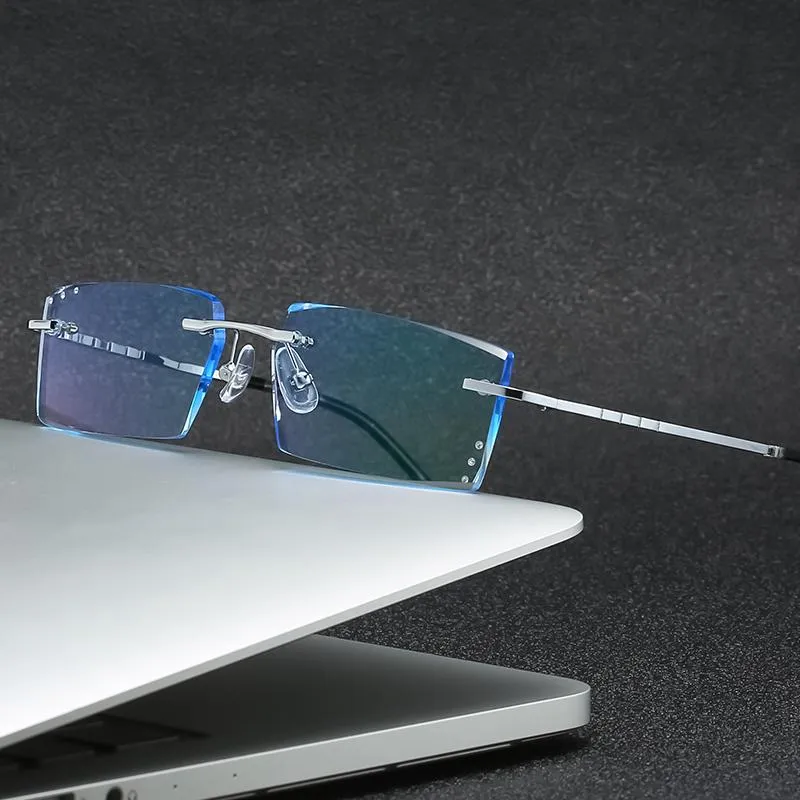 Lightweight Titanium Rimless Glasses Stylish Square Eyeglasses Frame for  Men Women, European Design, Prescription Ready