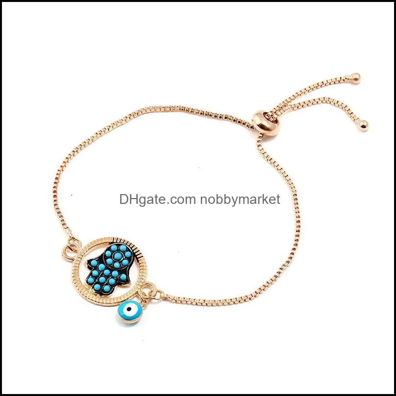 Turkey Blue Evil Eye bracelets For women Men Good Luck Elephant Hamsa Hand Love Letter charm Adjustable chains 2019 Fashion Jewelry
