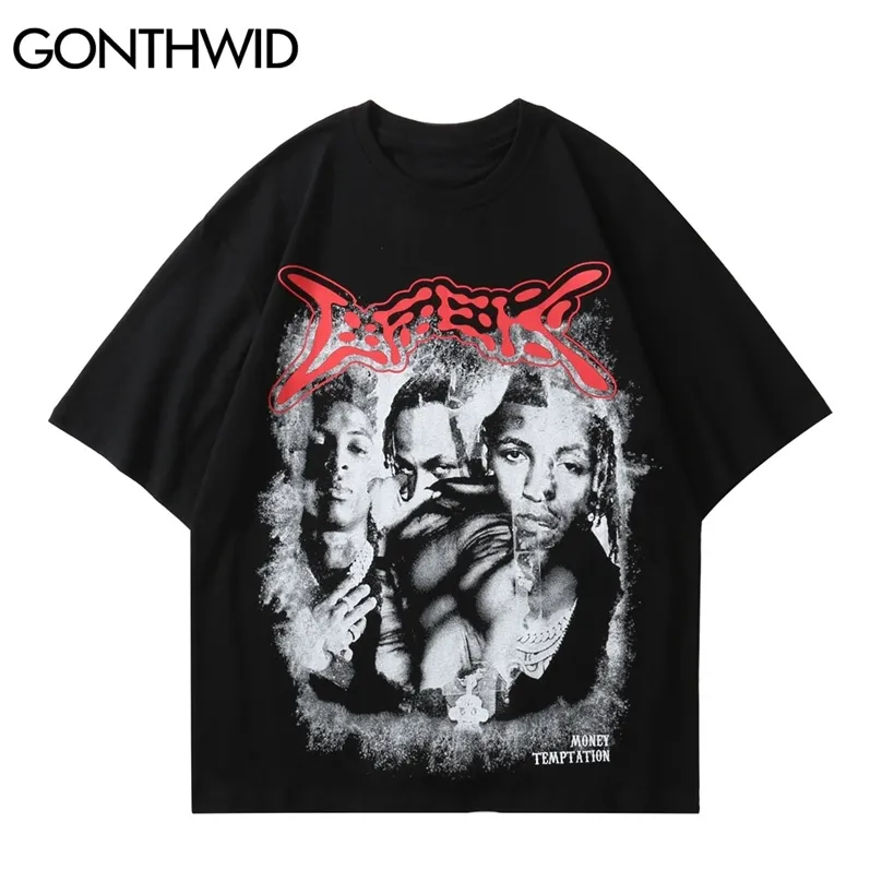 T-shirts Chemises Streetwear Gothique Hip Hop Rappeur Affiche Imprimer T-shirts à manches courtes Coton Hommes Harajuku Lâche Casual Tops 210602