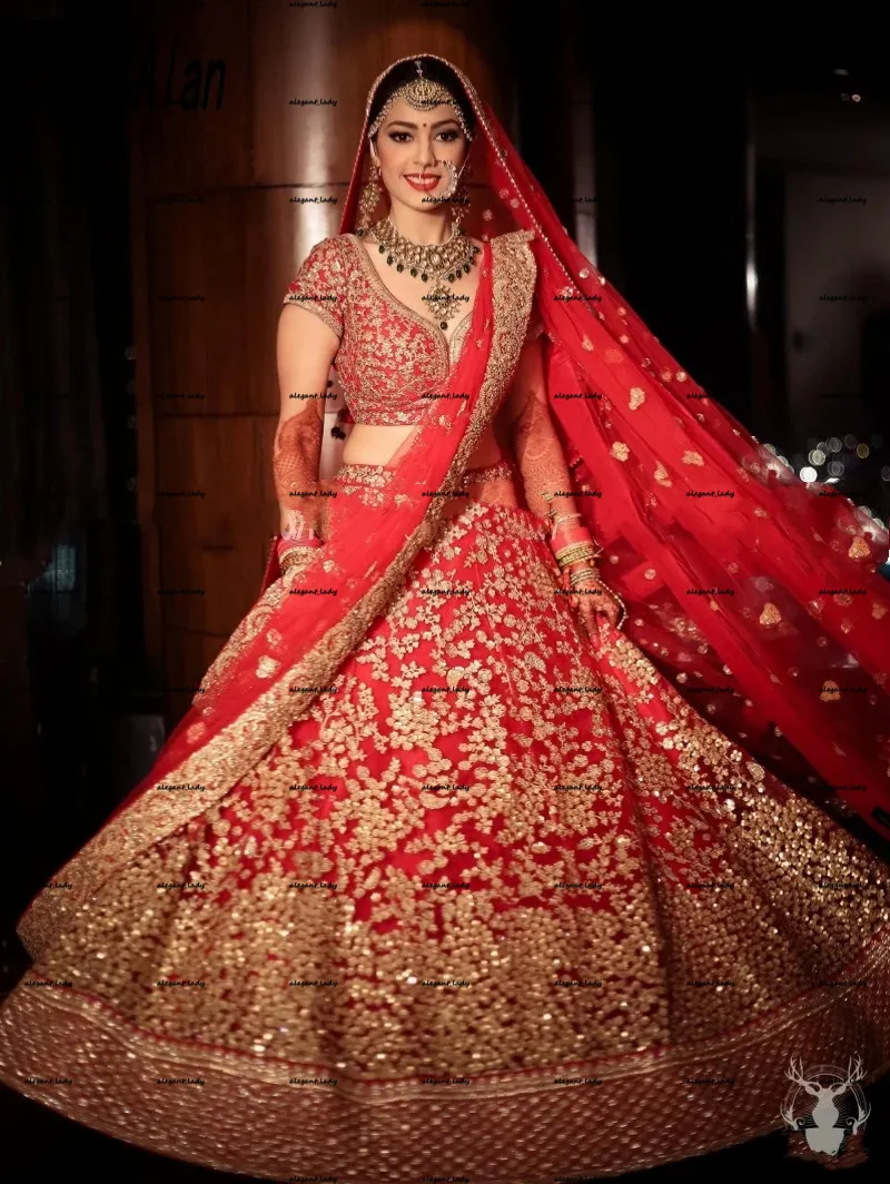 Red and gold indian wedding dress cheap