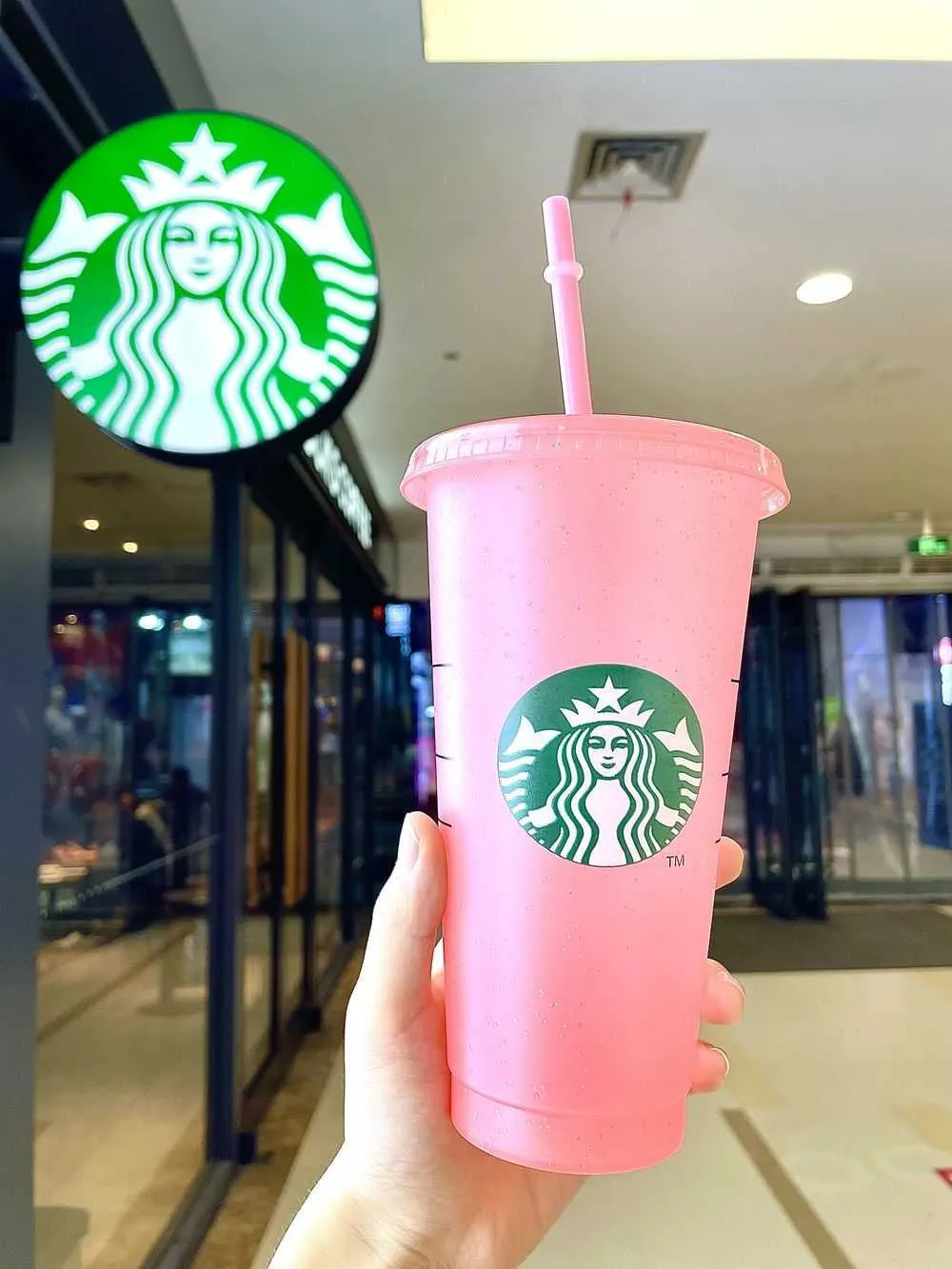 Modifica gratuita Starbucks 710ml Taglie Venti 24 fl oz oncia Tumblers in plastica trasparente personalizzato opaco rosa con paglia starw tazze64bt64bt