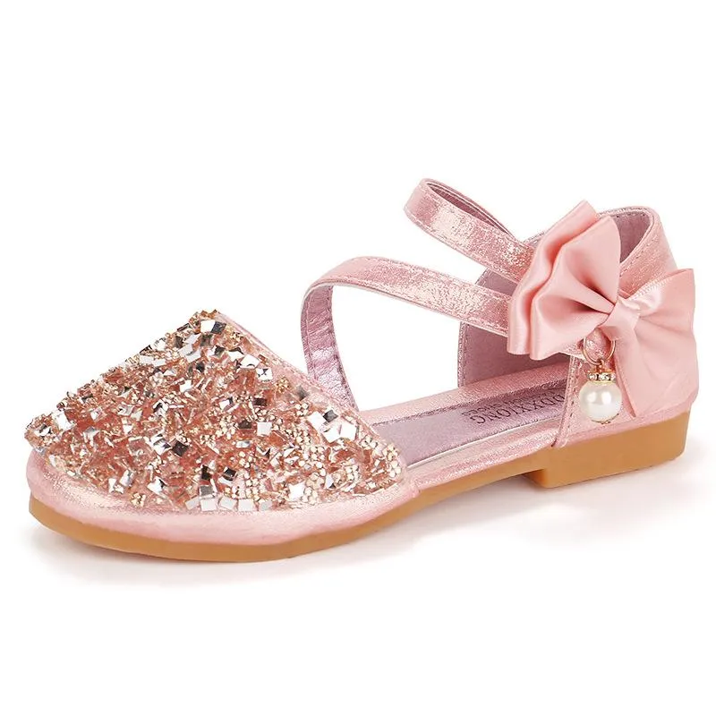 Sandalias Niños Niña Verano Princesa Zapatos Rhinestone Lentejuelas Niñas Bebé Moda Suave Plano Casual Zapatillas de deporte para niños pequeños