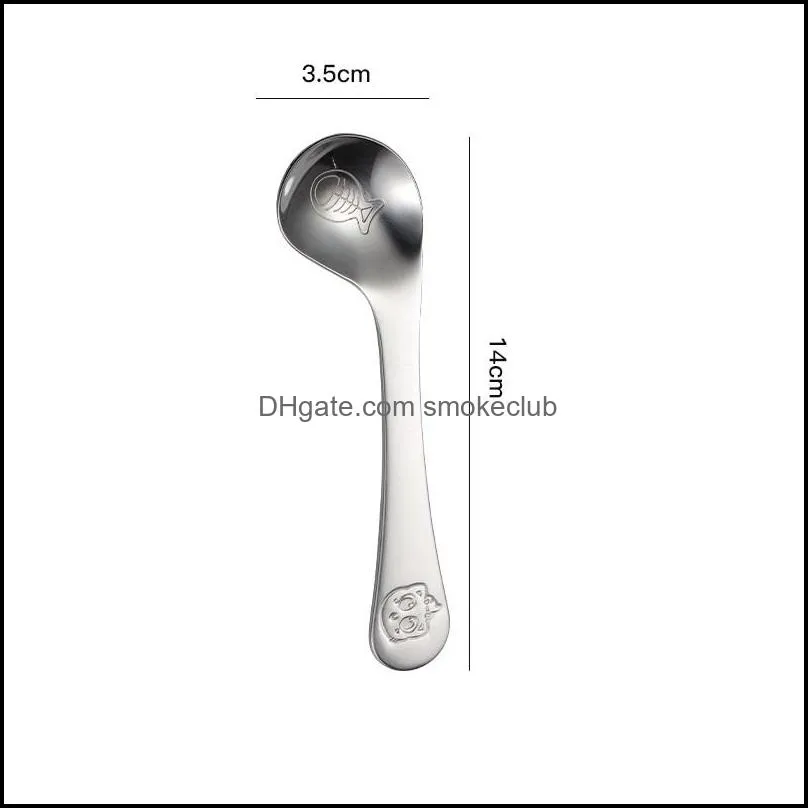 Cartoon Training Spoons 304 Stainless Steel Eating Food Feeding Elbow School Children Spoon CCF7626