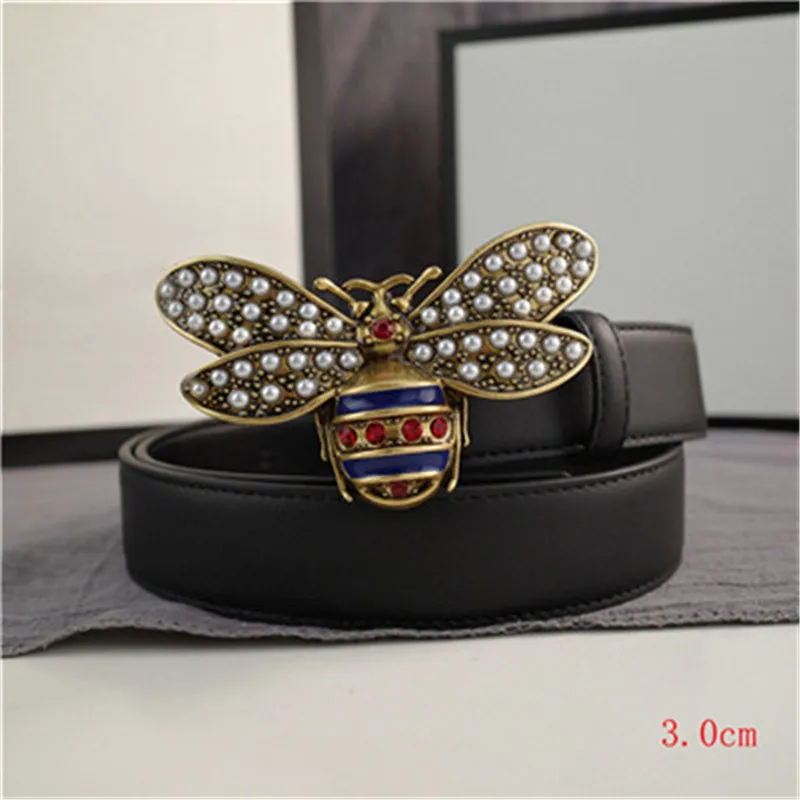Little Bee Belts Womens Pearl Belt Casual Smooth Buckle Fashion Models Width 2.4cm 3.0cm 3.8cm High Quality with Box