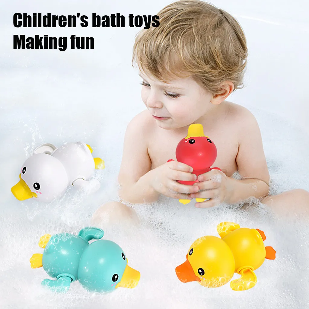 Salle de bain d'été, douche, mignon petit canard jaune, jouets pour bébé, horloge, natation, jeu d'eau pour enfants