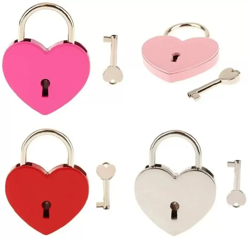 Valentine`s Day Party Gifts Heart Shaped Concentric Lock Metal Mulitcolor Key Padlock Gym Toolkit Package Door Locks Building Supplies Free DHL HH21-866