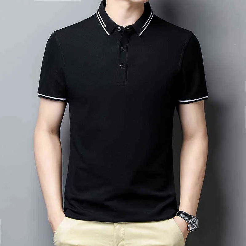 Av9988 Business Casual Polo T-shirts för män sommar mode enkel solid färg lapel smal tunna kortärmade manliga klassiska toppar h1218