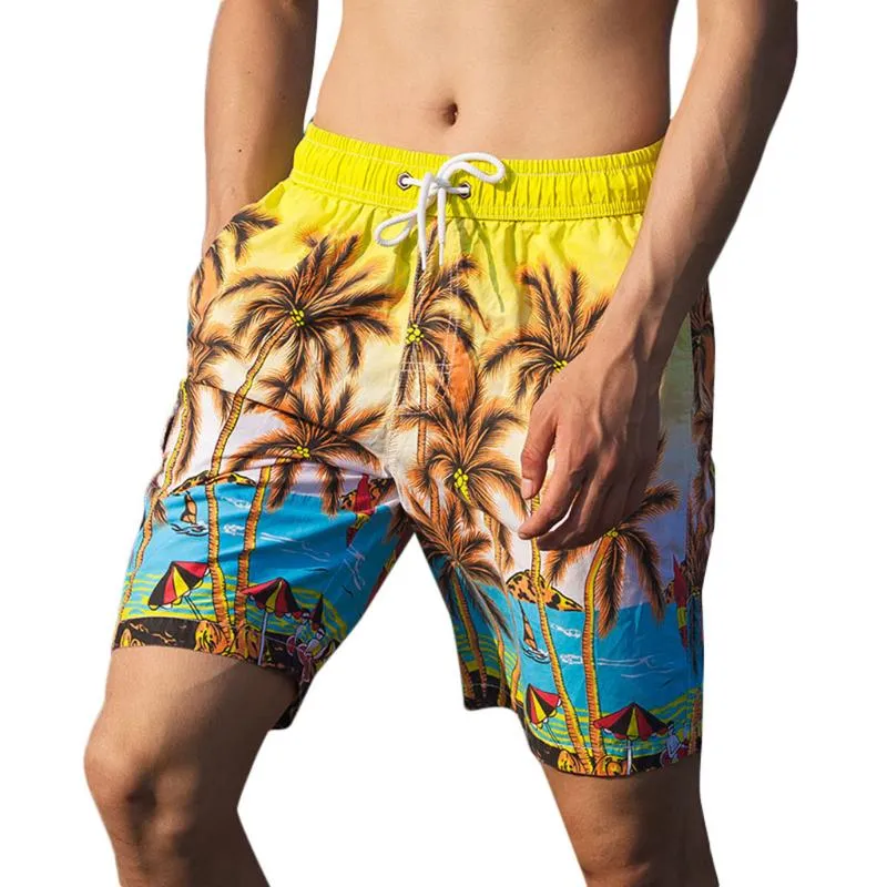 Fashion Men's Casual Outdoor Activities Running Printed Double-Pocket With One Middle Pocket Loose Elastic Rope Beach Pants Shorts