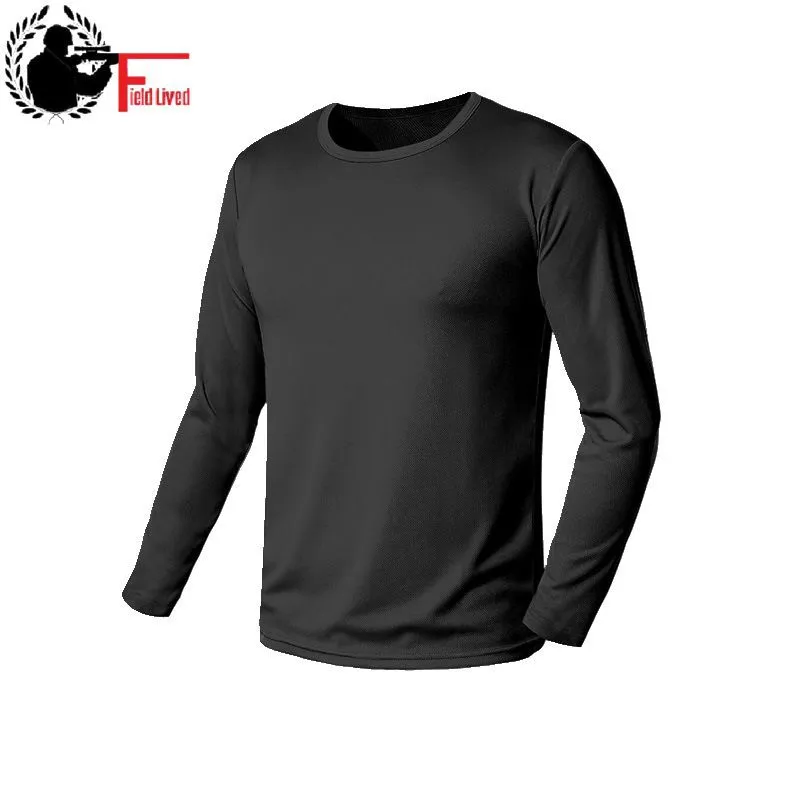 Hommes T-shirt Plus La Taille XXXXL 4XL 5XL 6XL 7XL Automne Mâle T Shirt Top À Séchage Rapide O-cou T-shirt Homme À Manches Longues Pure Couleur Unie Tee 210518