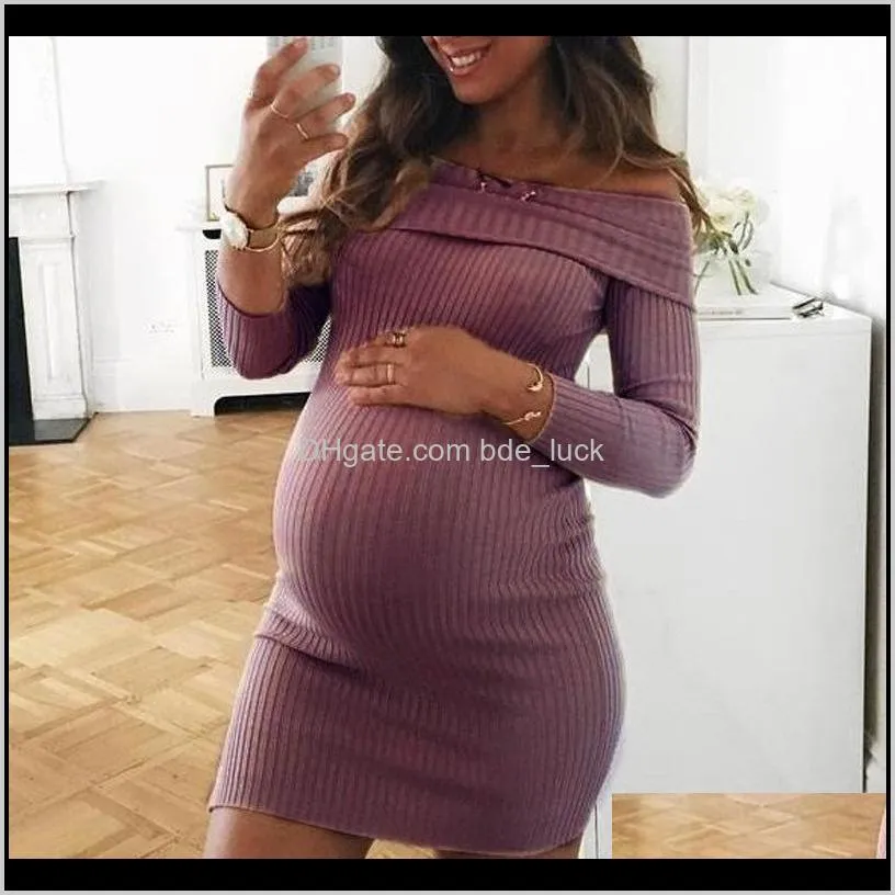 Pregnant Nusring pregnancy Dress Fashion Maternity Stripe Tunic Breastfeeding Summer Maternity Dress Solid