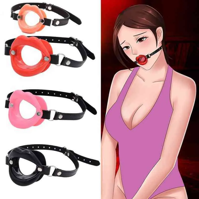 Nxy Sm Bondage Sex Slave Silicone Lips o Ring Open Moon Gag Oral Fetish Bdsm Headrests Erotic Toys Game for Couples Catch Cosplay 1216