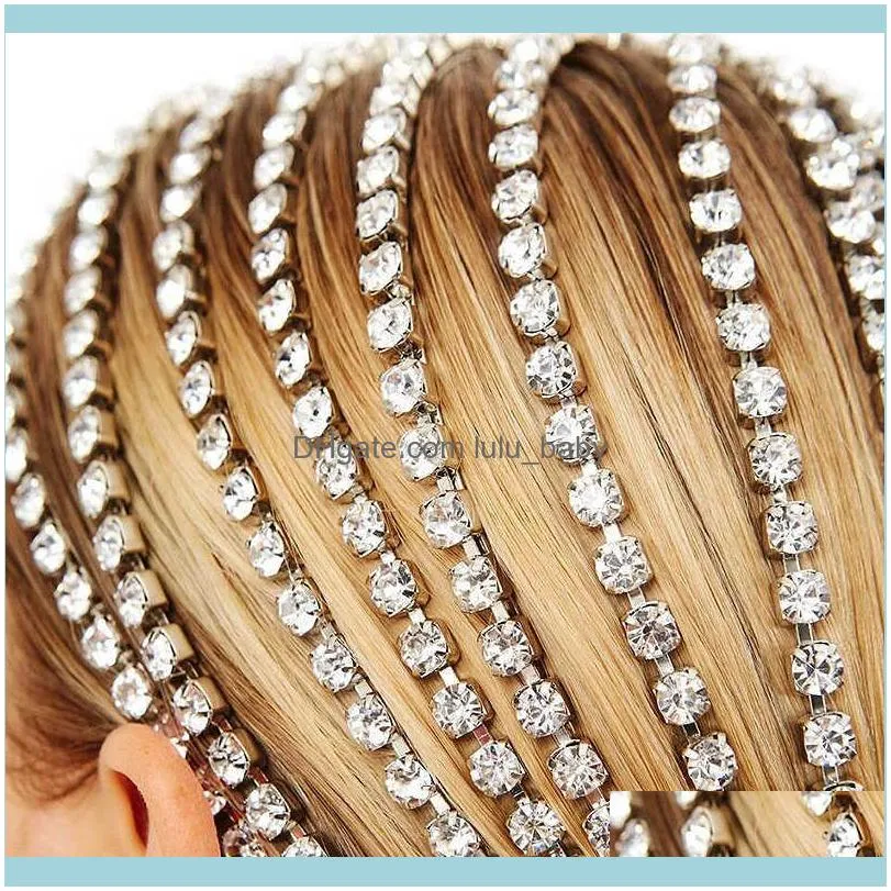 StoneFans Trendy Rhinestone Hair Accessories for Women Jewelry Elegant  Tassel Hairbands Long Chain Headwear